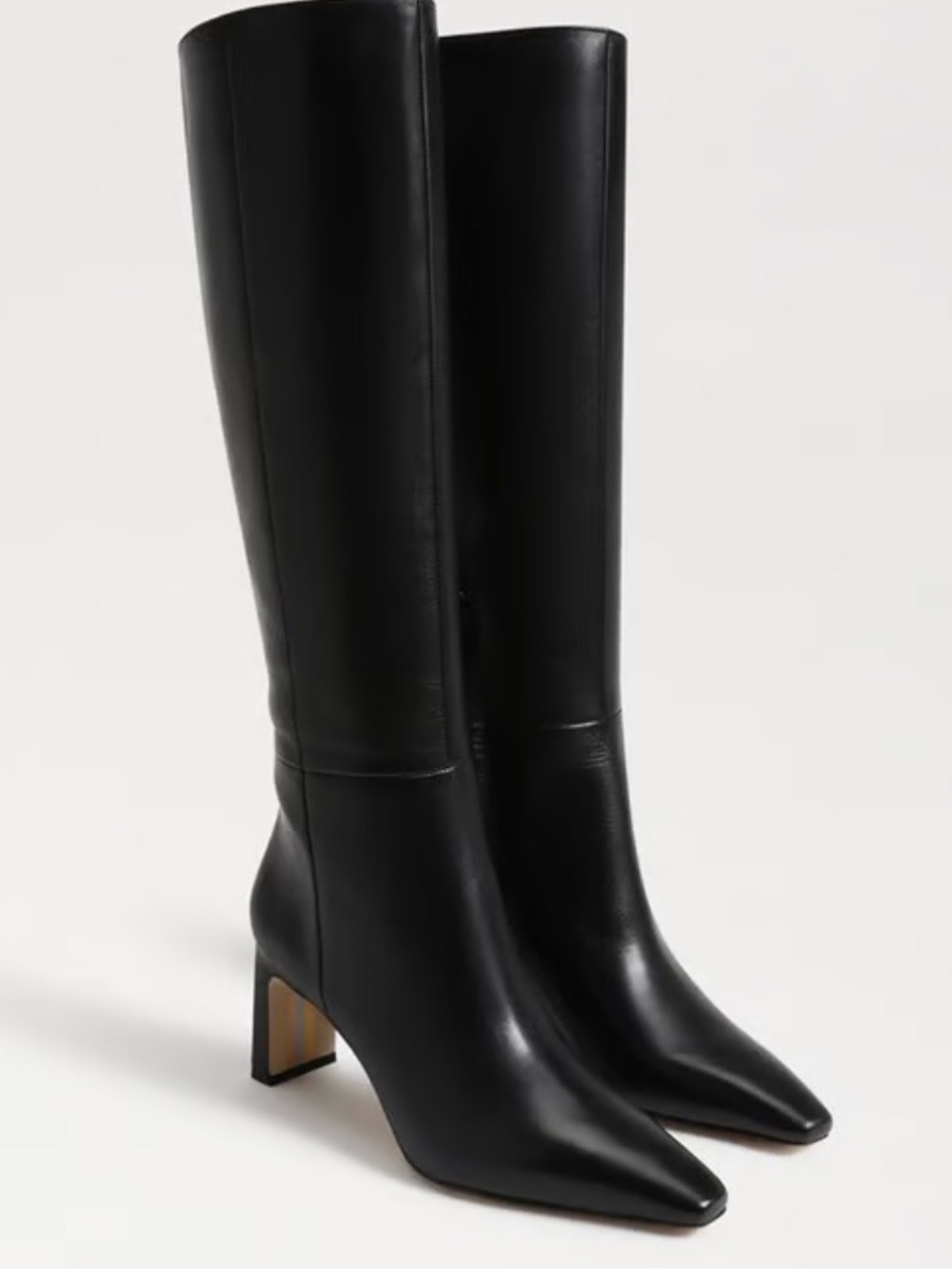 Sam Edelman Black Leather Tall Pointed-Toe Heel Boots (comes in original Box)